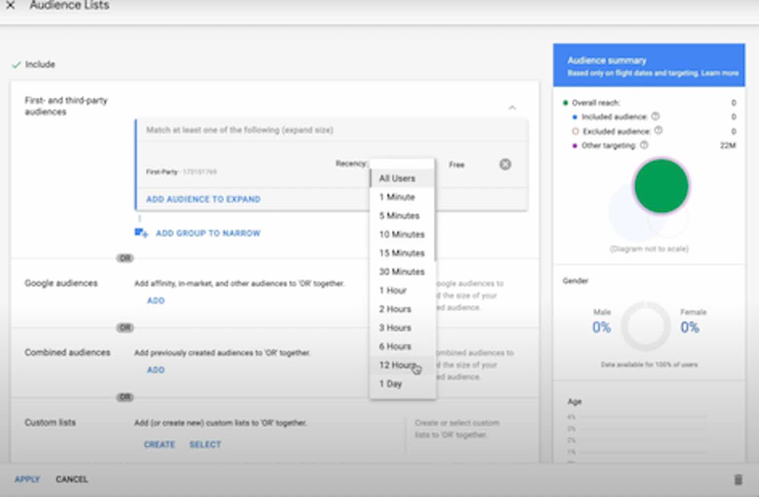 Setting up a retargeting timeframe