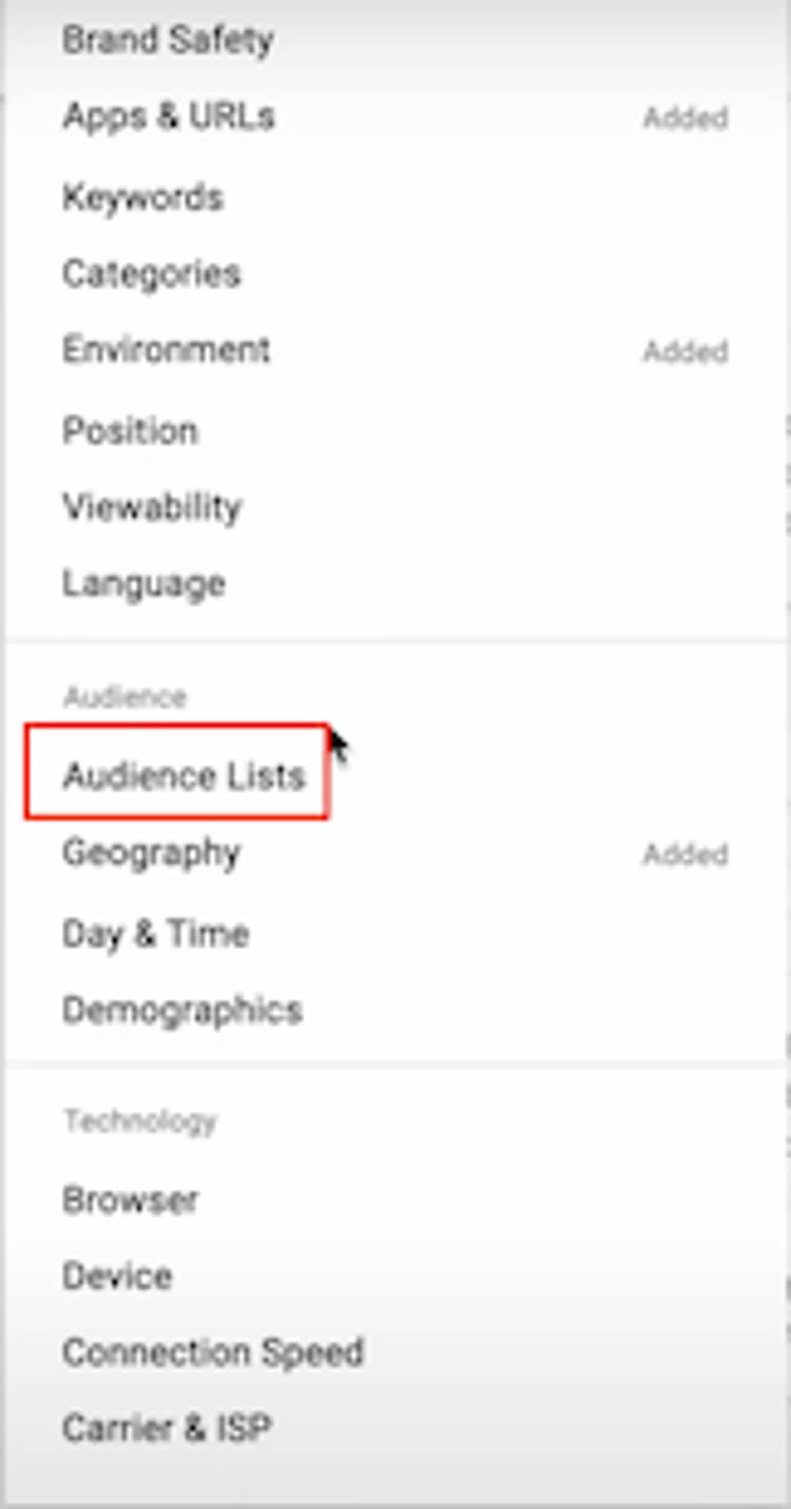 Targeting dropdown menu