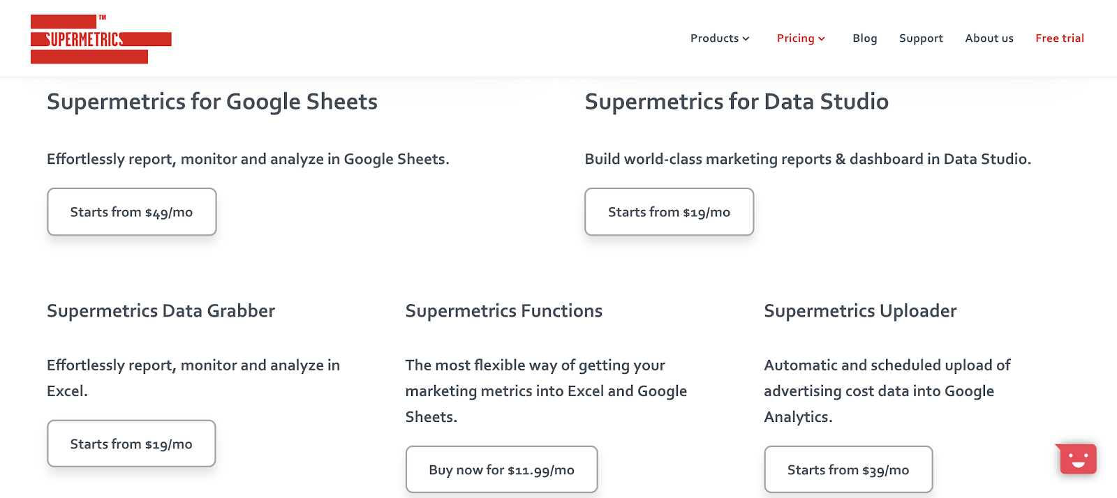 Supermetrics pricing